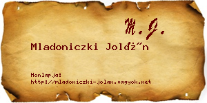 Mladoniczki Jolán névjegykártya