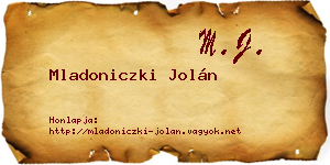 Mladoniczki Jolán névjegykártya