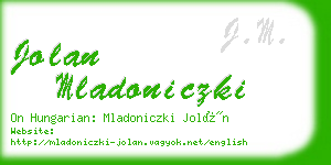 jolan mladoniczki business card
